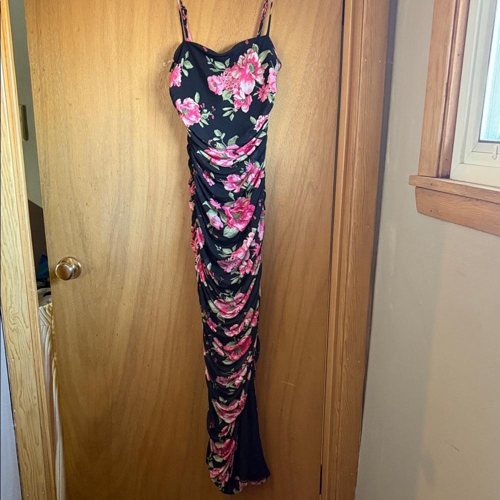 Floral Black and Pink Women's Dress